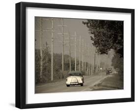 USA, Illinois, Route 66 at Godley, 1950's Car-Alan Copson-Framed Photographic Print