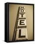 USA, Illinois, Route 66, Broadwell, Old Motel Sign-Alan Copson-Framed Stretched Canvas