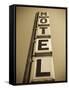 USA, Illinois, Route 66, Broadwell, Old Motel Sign-Alan Copson-Framed Stretched Canvas