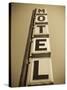 USA, Illinois, Route 66, Broadwell, Old Motel Sign-Alan Copson-Stretched Canvas