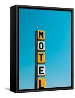 USA, Illinois, Route 66, Broadwell, Old Motel Sign-Alan Copson-Framed Stretched Canvas