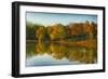 USA, Indiana, Autumn Trees Reflected in Wabash River-Rona Schwarz-Framed Photographic Print