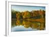 USA, Indiana, Autumn Trees Reflected in Wabash River-Rona Schwarz-Framed Photographic Print