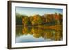 USA, Indiana, Autumn Trees Reflected in Wabash River-Rona Schwarz-Framed Photographic Print