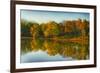 USA, Indiana, Autumn Trees Reflected in Wabash River-Rona Schwarz-Framed Photographic Print