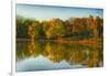 USA, Indiana, Autumn Trees Reflected in Wabash River-Rona Schwarz-Framed Photographic Print