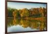 USA, Indiana, Autumn Trees Reflected in Wabash River-Rona Schwarz-Framed Photographic Print