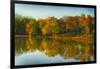 USA, Indiana, Autumn Trees Reflected in Wabash River-Rona Schwarz-Framed Photographic Print