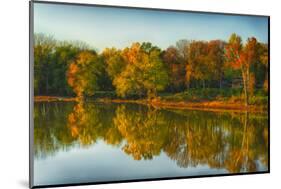 USA, Indiana, Autumn Trees Reflected in Wabash River-Rona Schwarz-Mounted Photographic Print