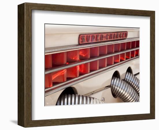 USA, Indiana, Carmel. 'Super-Charged' on the side of a classic auto.-Wendy Kaveney-Framed Photographic Print