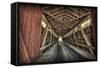 USA, Indiana, Carroll County. Lancaster Covered Bridge-Rona Schwarz-Framed Stretched Canvas