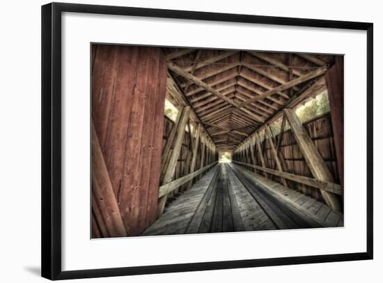 USA, Indiana, Carroll County. Lancaster Covered Bridge-Rona Schwarz-Framed Photographic Print