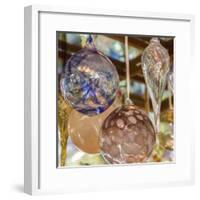 USA, Indiana. Hanging glass ornaments and baubles.-Deborah Winchester-Framed Photographic Print