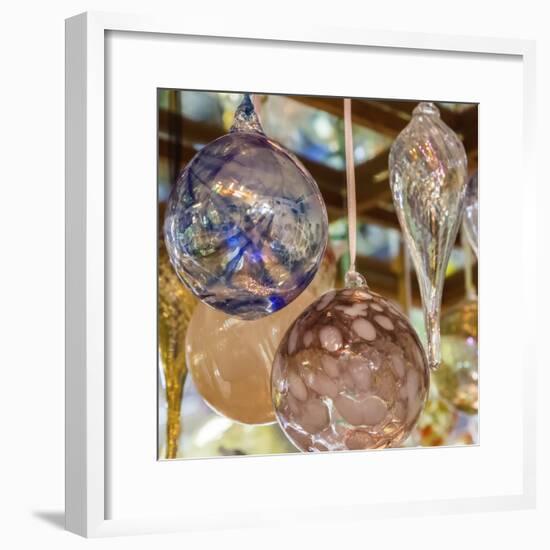 USA, Indiana. Hanging glass ornaments and baubles.-Deborah Winchester-Framed Photographic Print