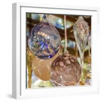 USA, Indiana. Hanging glass ornaments and baubles.-Deborah Winchester-Framed Photographic Print