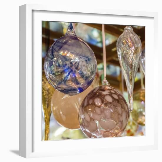 USA, Indiana. Hanging glass ornaments and baubles.-Deborah Winchester-Framed Photographic Print