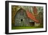 USA, Indiana. Rural Landscape, Vine Covered Barn with Red Roof-Rona Schwarz-Framed Photographic Print