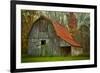 USA, Indiana. Rural Landscape, Vine Covered Barn with Red Roof-Rona Schwarz-Framed Photographic Print