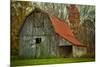 USA, Indiana. Rural Landscape, Vine Covered Barn with Red Roof-Rona Schwarz-Mounted Photographic Print