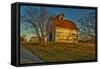 USA, Indiana, Rural Scene of Red Roofed Barn-Rona Schwarz-Framed Stretched Canvas