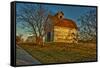 USA, Indiana, Rural Scene of Red Roofed Barn-Rona Schwarz-Framed Stretched Canvas