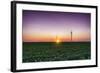 USA, Indiana. Soybean Field and Wind Farm at Sundown-Rona Schwarz-Framed Photographic Print