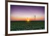 USA, Indiana. Soybean Field and Wind Farm at Sundown-Rona Schwarz-Framed Photographic Print