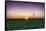 USA, Indiana. Soybean Field and Wind Farm at Sundown-Rona Schwarz-Framed Stretched Canvas