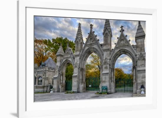 USA, Indianapolis, Indiana. the Entrance Gate to Crown Hill Cemetery-Rona Schwarz-Framed Photographic Print