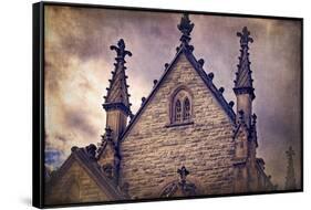 USA, Indianapolis, Indiana. the Gothic Chapel at Crown Hill Cemetery-Rona Schwarz-Framed Stretched Canvas