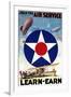 USA - Join the Air Service Learn-Earn WWI Propaganda Poster-Lantern Press-Framed Art Print