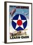 USA - Join the Air Service Learn-Earn WWI Propaganda Poster-Lantern Press-Framed Art Print