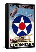USA - Join the Air Service Learn-Earn WWI Propaganda Poster-Lantern Press-Framed Stretched Canvas