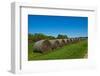 USA, Kansas, Minneapolis. Round bales of hay stacked in a row-Bernard Friel-Framed Photographic Print