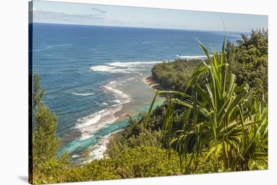 USA, Kauai, Coast. Coastline and ocean landscape.-Jaynes Gallery-Stretched Canvas