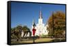 USA, LA, New Orleans. Jackson Square St Louis Cathedral Plaza d' Armas-Trish Drury-Framed Stretched Canvas