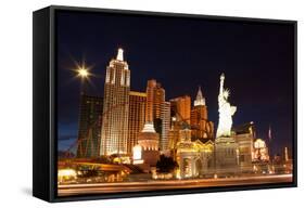 USA, Las Vegas, Hotel 'New York New York', Evening Light-Catharina Lux-Framed Stretched Canvas