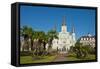 USA, Louisiana, New Orleans, French Quarter, Jackson Square, Saint Louis Cathedral-Bernard Friel-Framed Stretched Canvas