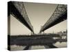 USA, Louisiana, New Orleans, Greater New Orleans Bridge and Mississippi River-Walter Bibikow-Stretched Canvas