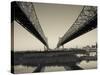 USA, Louisiana, New Orleans, Greater New Orleans Bridge and Mississippi River-Walter Bibikow-Stretched Canvas