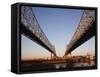 USA, Louisiana, New Orleans, Greater New Orleans Bridge and Mississippi River-Walter Bibikow-Framed Stretched Canvas