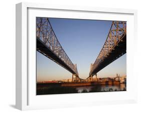 USA, Louisiana, New Orleans, Greater New Orleans Bridge and Mississippi River-Walter Bibikow-Framed Photographic Print