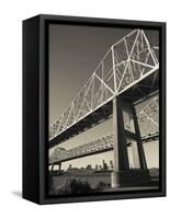 USA, Louisiana, New Orleans, the Greater New Orleans Bridge and Mississippi River-Walter Bibikow-Framed Stretched Canvas