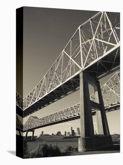 USA, Louisiana, New Orleans, the Greater New Orleans Bridge and Mississippi River-Walter Bibikow-Stretched Canvas