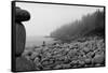 USA, Maine, Acadia National Park, Cairn on the Rocky Beach-null-Framed Stretched Canvas