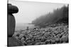 USA, Maine, Acadia National Park, Cairn on the Rocky Beach-null-Stretched Canvas