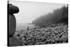 USA, Maine, Acadia National Park, Cairn on the Rocky Beach-null-Stretched Canvas