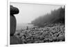 USA, Maine, Acadia National Park, Cairn on the Rocky Beach-null-Framed Photographic Print