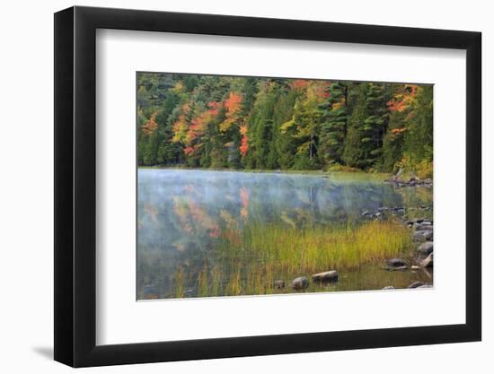 USA, Maine. Acadia National Park, fall reflections with fog at Bubble Pond.-Joanne Wells-Framed Photographic Print