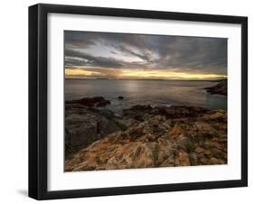 USA, Maine, Acadia National Park. Moody sunset on ocean coastline.-Jaynes Gallery-Framed Photographic Print